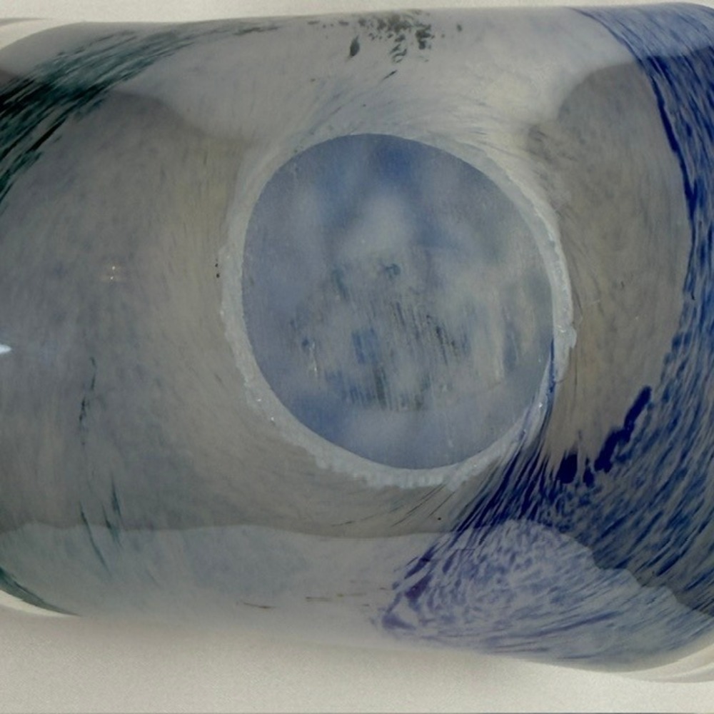 Vetro Dei Maestri Di Murano Italian Art Glass Handkerchief Bowl Blue Swirl Italy - Picture 3 of 3